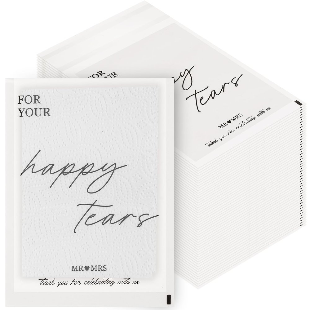 100 pcs Wedding Tissues Packets for Your Happy Tears Tissues Bags Glassine Travel Tissue Size Packets Bulk Items for Wedding Guest Welcome Bags Stuffers
