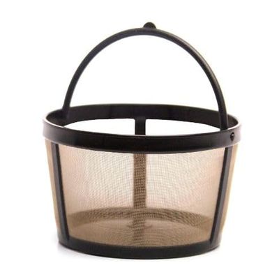 GoldTone Solid Bottom 4 Cup Reuseable Coffee Filter Basket fits Mr Coffee and Most Other Coffee Makers That Require a Four Cup Filter.