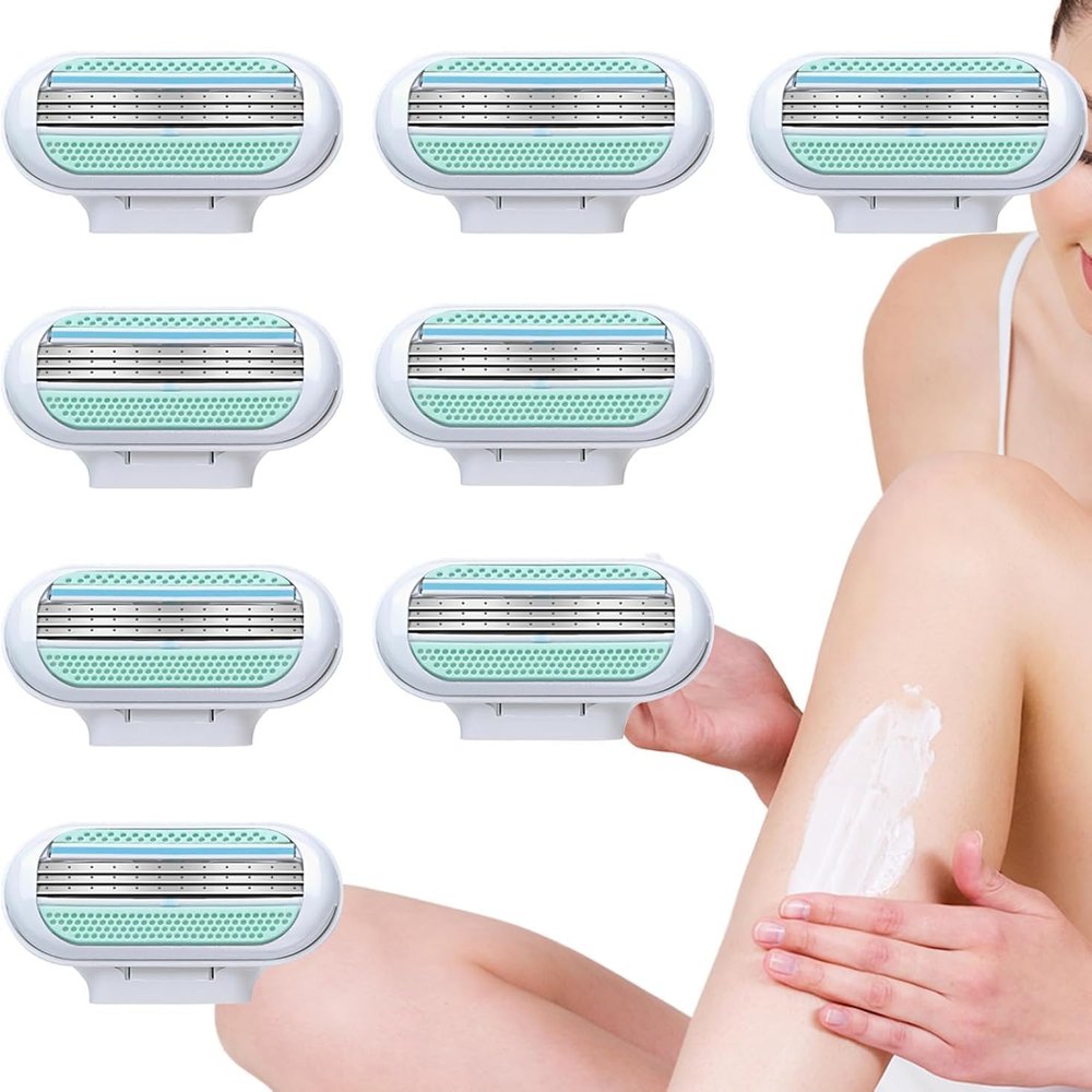 8 Packs Replacement Razor Blades for Gillette Venus Extra Smooth Women's Razor Blade Refills Head, Comfort Washable 3 Layer Edge Design, Compatible with Venus Shaving, Effortless Glide, Easy to Replac