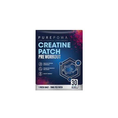 PurePowa Pre-Workout Creatine Patch, 30-Day Supply, Reduces Fatigue and Promotes Recovery