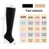 2 Pairs Compression Stockings for Women Men, 20-30 mmHg Open Toe Compression Socks Knee-high Toeless Support Stockings for Varicose Veins, Pressure, Flight, Travel, Sports, Running S-M view 2