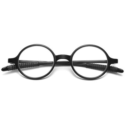Lanomi Mini Round Reading Glasses Women Men Lightweight Plastic Frame Flexible Small Reading Eyeglasses PC Frame Bright Black Glasses 3.0
