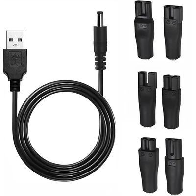 7 Pcs Universal Electric Shaver Charger Kit, Black Razor Charger Cord, USB Shaver Charger Cable for Men's Razors & Trimmers, Bathroom & Travel Essential