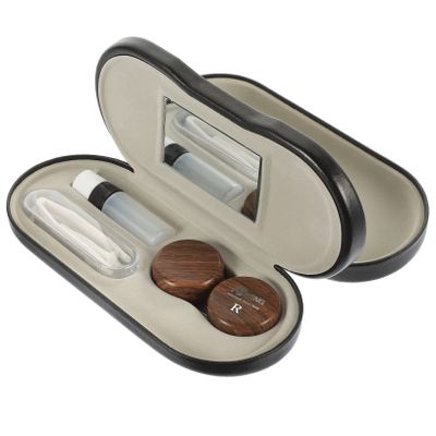CALLARON Double Layer Glasses Case with Pu Leather and Metal, Multipurpose Eyeglasses Organizer to Store Two Pairs, Portable Travel Glasses Container Suitable for Outdoor Use