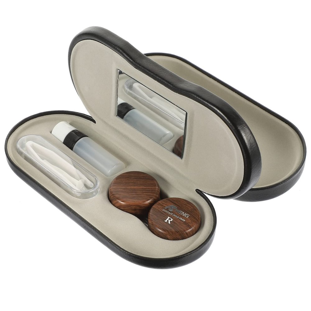 CALLARON Double Layer Glasses Case with Pu Leather and Metal, Multipurpose Eyeglasses Organizer to Store Two Pairs, Portable Travel Glasses Container Suitable for Outdoor Use
