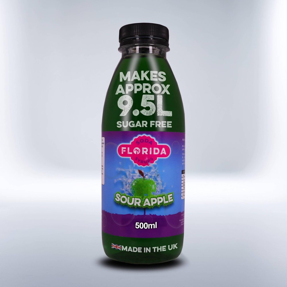 Florida Soda Syrup Compatible with SodaStream - 500 ml, Mix n Match, Multiple Flavours, Concentrates, Flavourings For Fizzy Drinks (Sour Apple Sugar Free)