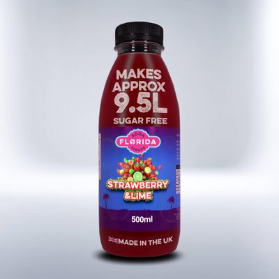 Florida Soda Syrup Compatible with SodaStream - 500 ml, Mix n Match, Multiple Flavours, Concentrates, Flavourings For Fizzy Drinks (Strawberry & Lime Sugar Free)