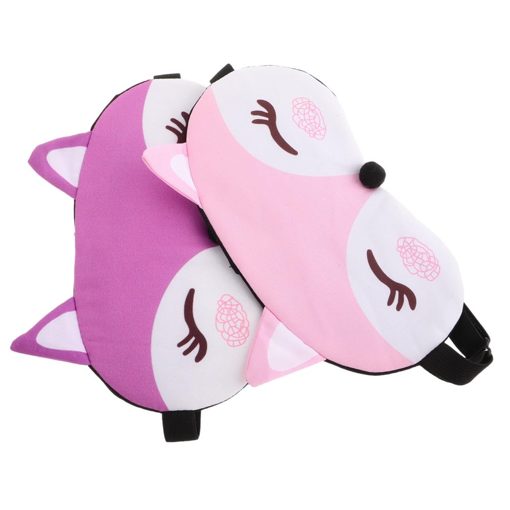 Funny Eye Mask 2pcs Silk Cute Cartoon Fox Sleeping Mask