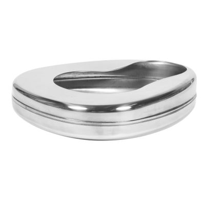 Gatuida Stainless Steel Bedpan with Lid, Portable Anti-Spill Design for Bedridden Patients, Smooth Silver Finish, Home Use for Elderly Care