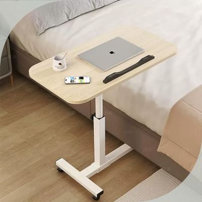 Over The Bed Desk,( Bedtable, Portable Overbed Table Hospital Bed Table Adjustable 23" to 37" H, Rolling Laptop Table Tray with Locking Wheels, Hospital and Home Use (Color : Maple Color))