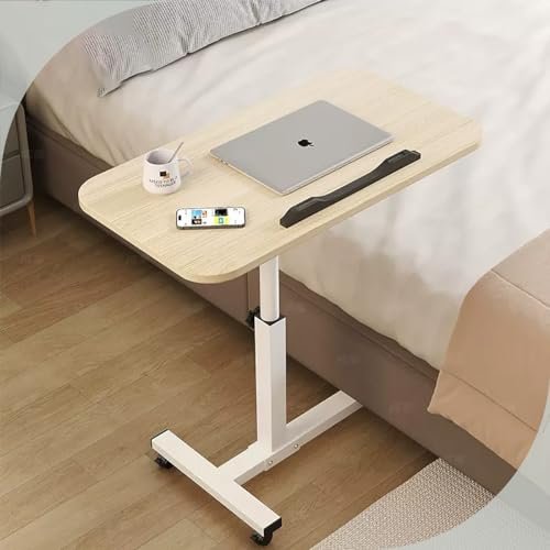 Over The Bed Desk,( Bedtable, Portable Overbed Table Hospital Bed Table Adjustable 23" to 37" H, Rolling Laptop Table Tray with Locking Wheels, Hospital and Home Use (Color : Maple Color))
