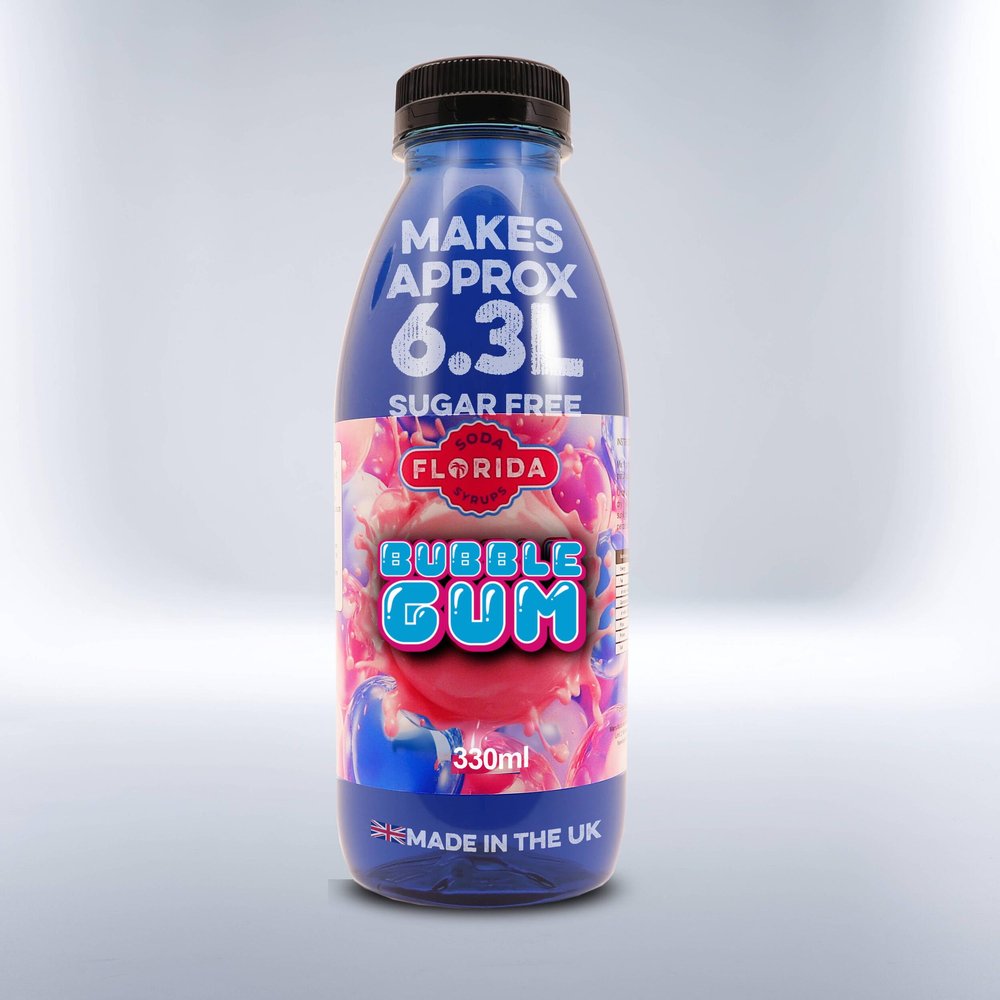 Florida Syrups Flavours Compatible with Sodastream Machines - Soda Drink Flavourings 330 ml (Pack of 1), Bubblegum Sugar Free
