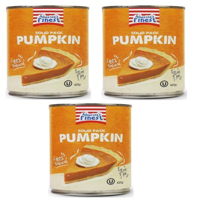 America's Finest | Pack of 3 | Pumpkin Puree - 100% Pure Pumpkin - 425g Tin | Tinned Pumpkin