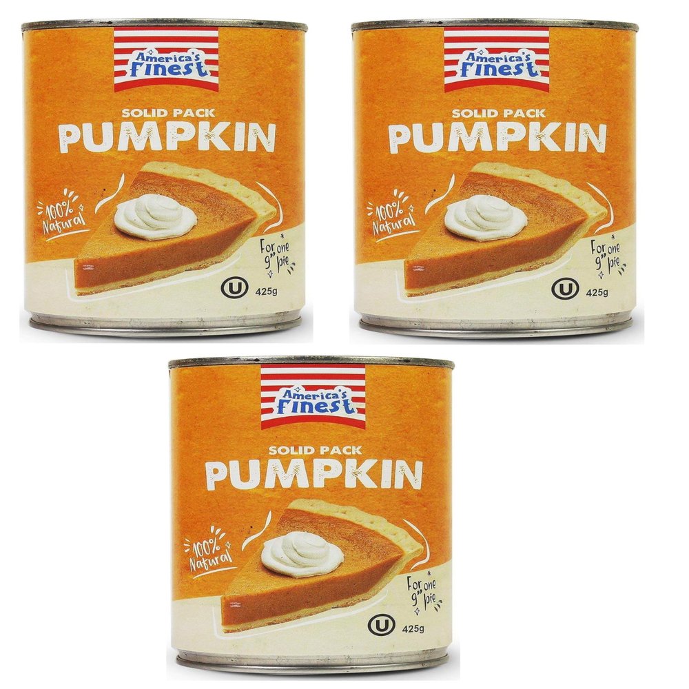 America's Finest | Pack of 3 | Pumpkin Puree - 100% Pure Pumpkin - 425g Tin | Tinned Pumpkin