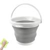 1 Pcs Collapsible Bucket 5L, Folding Bucket Foldable Bucket for RV Home Outdoor Camping Beach Car Washing Laundry Wash Tub for Cleaning White Gray view 1