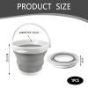 1 Pcs Collapsible Bucket 5L, Folding Bucket Foldable Bucket for RV Home Outdoor Camping Beach Car Washing Laundry Wash Tub for Cleaning White Gray view 2