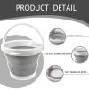 1 Pcs Collapsible Bucket 5L, Folding Bucket Foldable Bucket for RV Home Outdoor Camping Beach Car Washing Laundry Wash Tub for Cleaning White Gray view 3