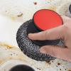 Pot Brush - Dish Scrub Brush | Heavy Duty Kitchen Scrubber | Stainless Steel Cooking Brush | Non Slip Cleaning Scrubber with Handle Palm Scooping Pad for Stove, Grill and Griddle view 2