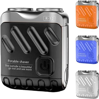 R-12 Mini Electric Shaver for Men, 2025 New Portable Waterproof Beard Shaver with Suitcase Design, Travel-Friendly Men's Shaving Razor (Black)