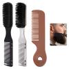 3PCS Professional Barber Kit, Comb, Clipper Cleaning Brush, Beard Comb Set, Suitable for Salon & Home Hair Styling Tools (Black,Silver,Brown)