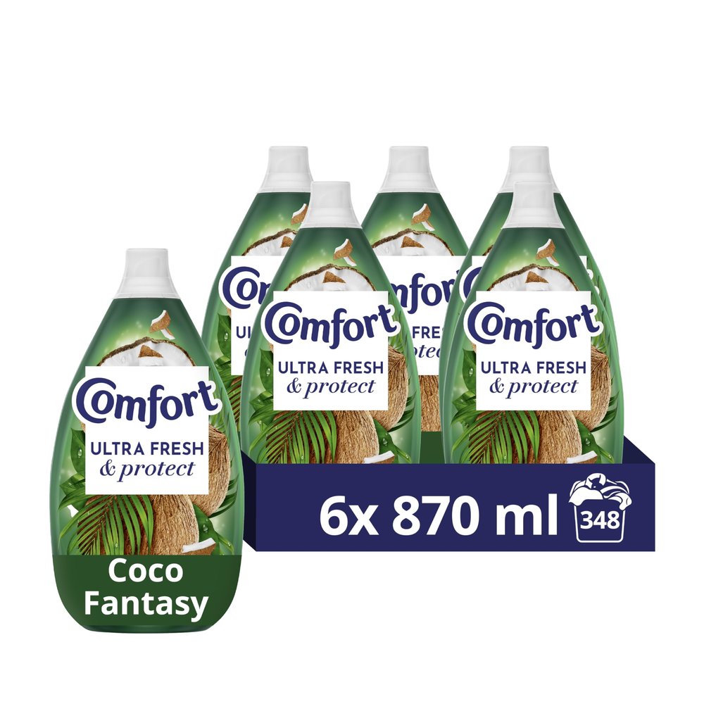 Comfort Ultra Fresh & Protect Coco Fantasy Fabric Conditioner with Pro-Fibre Technology Protects Colour and Shape 58 washes(870 ml) - Case pack of 6