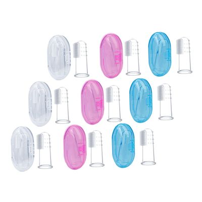 FOMIYES Silicone Baby Finger Toothbrush Set to Reduce Tartar Buildup 9pcs with Storage Boxes Reusable Toddler Oral Massager Soft Silicone Material and Clean Teeth for Babies 0-3 Years