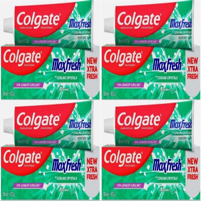 Colgate Max Fresh Clean Mint Toothpaste 100ml x 4 Pack Burst of Long-Lasting Freshness with Cooling Crystals Fights Cavities, Strengthens Enamel & Keeps Breath Fresh All Day