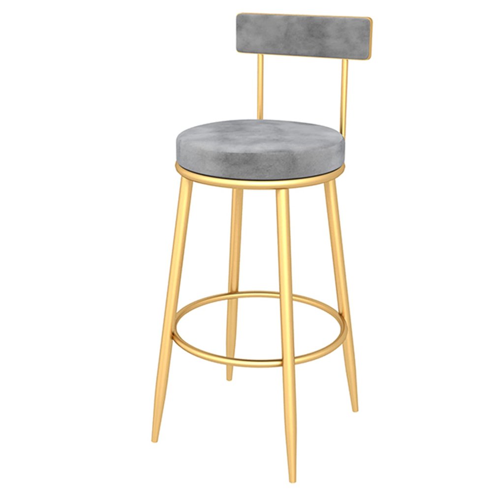 erkebspm Simple Modern Home Golden Leg Dining Chair Barstools with Velvet Pad and Round Shape Footrest, Sitting Height 75cm(Color:Gray)