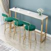 erkebspm Simple Modern Home Golden Leg Dining Chair Barstools with Velvet Pad and Round Shape Footrest, Sitting Height 75cm(Color:Gray) view 3