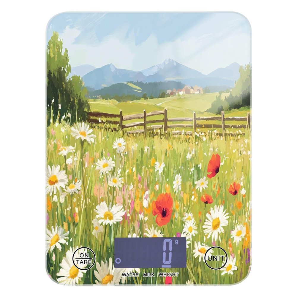 Lyeorm Wildflowers Food Scale Digital Kitchen Scale Weight Grams and Ounces for Cooking Baking with 4 Units & LCD Display