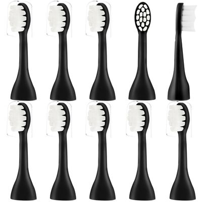 10 Pcs Replacement Brush Heads Compatible with Suri Electric Toothbrush for Suri Replacement Toothbrush Heads, Midnight Black