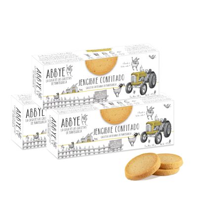 ABBYE | Butter biscuit with candied ginger - Pack 3 x 140g