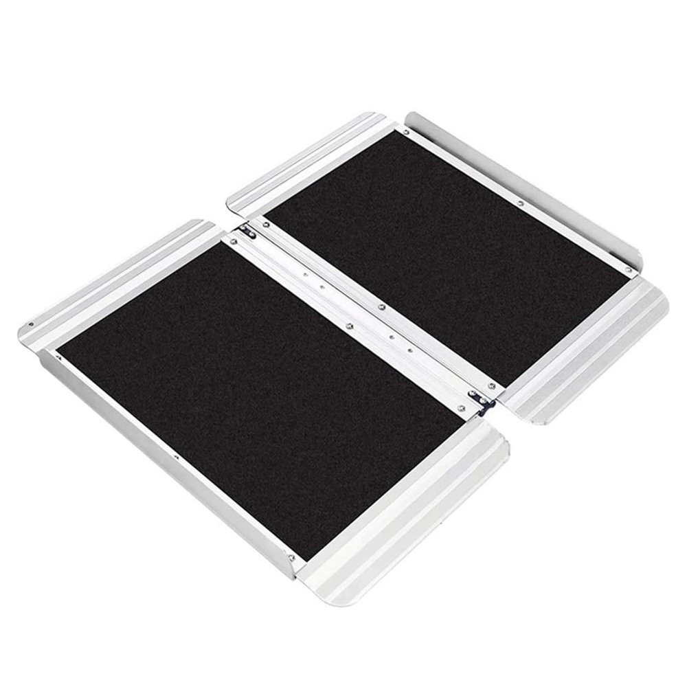 HTDRE Handicap Ramps Aluminum Wheelchair Ramp Foldable Threshold Ramp Portable Handicap Ramps For Home Entry Trolley Scooter Ramp Non slip Ramps Sturdy