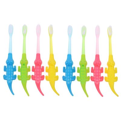 DEARMAMY 2sets Practical Kids Toothbrush Oral Health Care Toddler Toothbrush Set Adorable Crocodile Design 8pcs*2