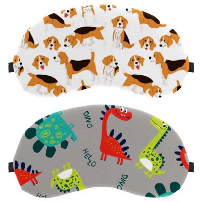 2 Piece Sleep Mask for Back and Side Sleeper, Hello Red Green Blue Dinosaur 100% Light Blocking Eye Mask, Adjustable & Breathable Sleeping Eye Cover, Zero Eye Pressure