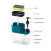 Plastic 3 in 1 Soap Pump Dispenser Dish Soap Liquid Dispenser Sponge Holder Dish Soap Pump Dispenser for Kitchen Sink Countertop Kitchen Bathroom (Multi-Color) view 2