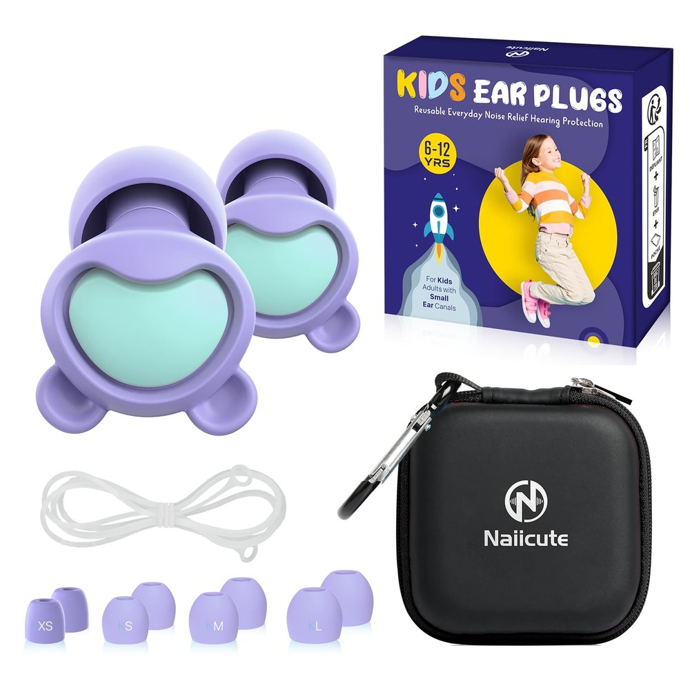 Naiicute Kids Ear Plugs 6+yrs, Reusable Noise Reduction Hearing Protection