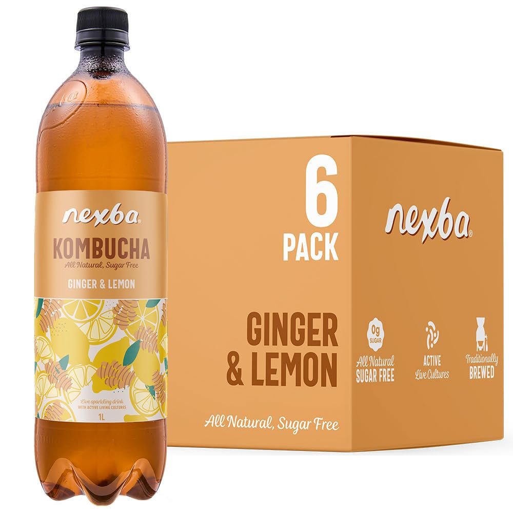Nexba Ginger & Lemon Kombucha 1 L (Pack of 6)