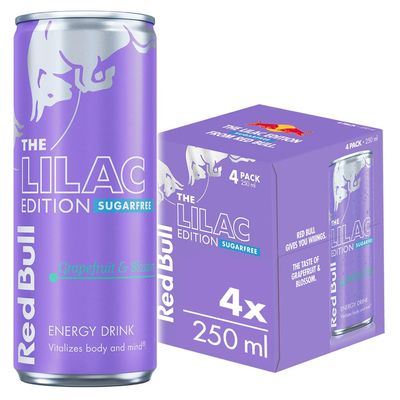 Red Bull Energy Drink Sugar Free Lilac Edition Grapefruit & Blossom 250ml x 4