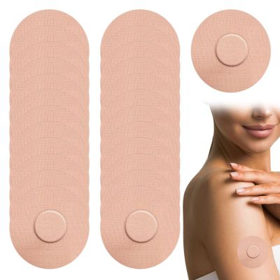 25 PCS Skin Color Sensor Cover,Sensor Patchs,Waterproof 14 Days Adhesive Covers for Freestyle Libre 2 Plus Sensor Cover for Libre 1/2/3 Without Hole,Breathable Protector for Swimming Sports Beige