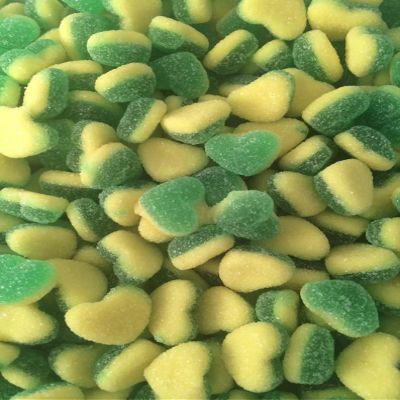 Apple & Custard Heart Shaped Sweets | Small Green Yellow Treats | Halal (2kg)