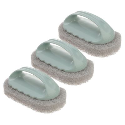 ERINGOGO 3pcs Kitchen Cleaning Brush with Handle for Tiles and Bathtub, Sturdy Household Scrubber Sponge Set for Toilet and Cooktop Cleaning, Purple-blue