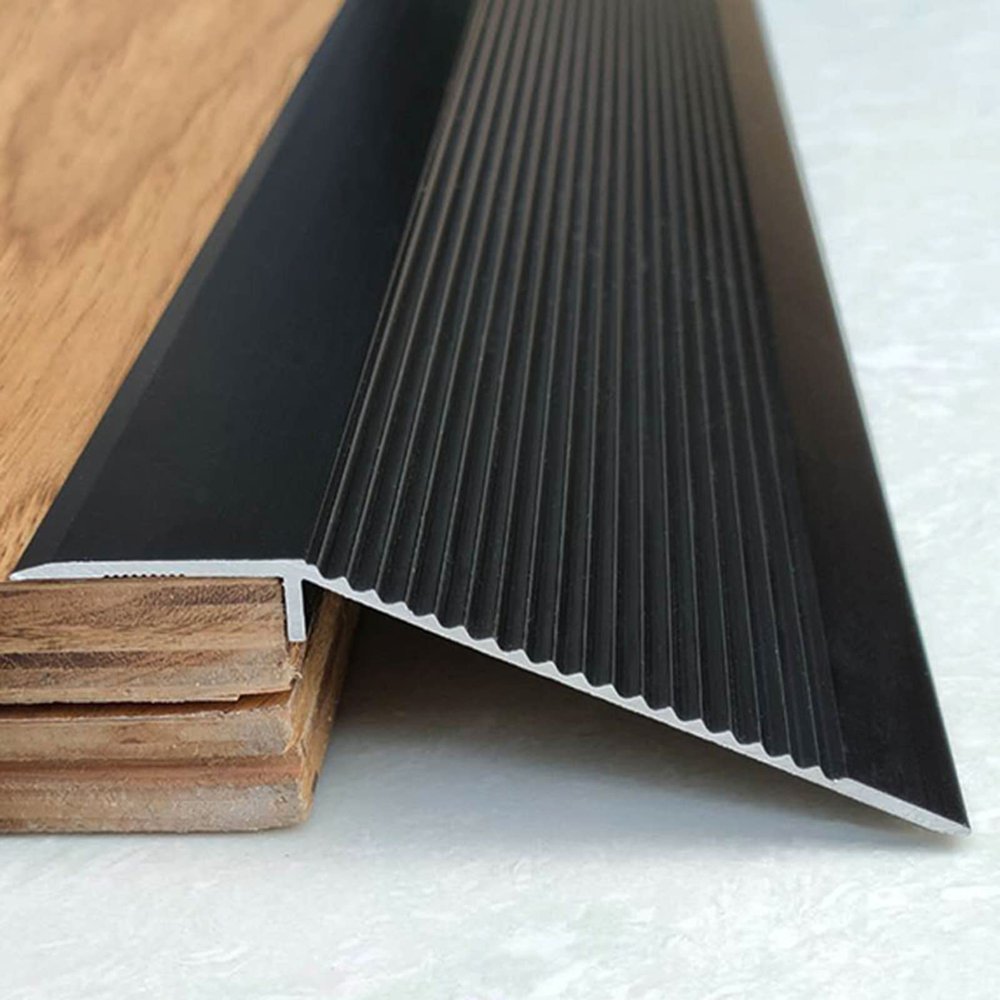 10cm Extra Wide Aluminum Floor Transition Strip Carpet/Tile Threshold Reducer for Vinyl Flooring Home Walkers Entry Ramp Black 0.9m/35 In Length