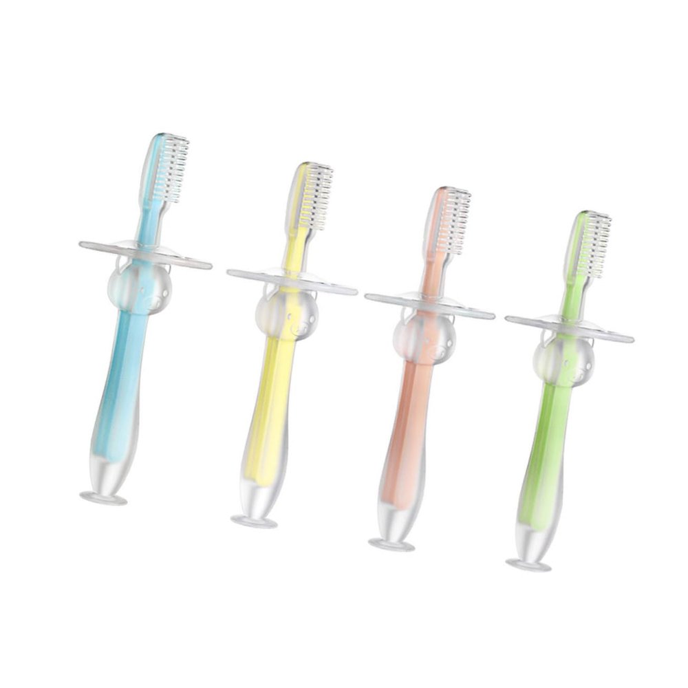 Vaguelly 4pcs Silicone Toothbrush for Boys and Girls Toothbrush Handle Soft Bristles and Teething Pad for Gums Relief