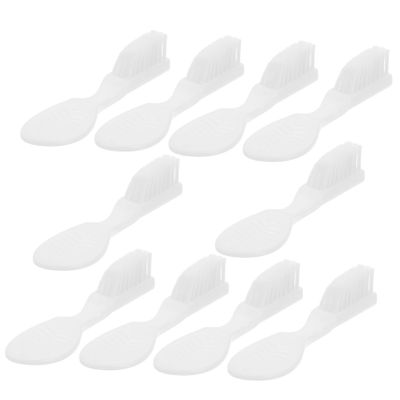 10pcs Prison Toothbrush with Short Handle White Plastic Nylon