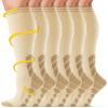 CAMBIVO Compression Socks for Men and Women 3 Pairs, 20-30 mmHg Flight Socks Stockings for Ankle/Calf Support, Running, Flying, Pregnancy & Maternity, Airplane Travel Essentials (Nude, XXL) view 1