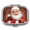 Travel Pill Organizer Portable Pill Box with 2 Compartment Santa Claus Xmas Gifts Pill Case with Mirror Small Pill Holder Daily Pill Container Decorative Vitamin Organizer view 1