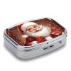 Travel Pill Organizer Portable Pill Box with 2 Compartment Santa Claus Xmas Gifts Pill Case with Mirror Small Pill Holder Daily Pill Container Decorative Vitamin Organizer view 3