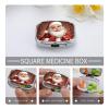 Travel Pill Organizer Portable Pill Box with 2 Compartment Santa Claus Xmas Gifts Pill Case with Mirror Small Pill Holder Daily Pill Container Decorative Vitamin Organizer view 4