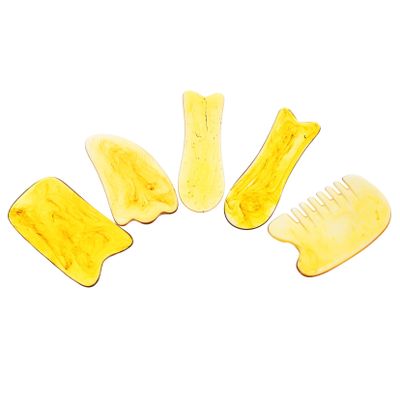 DEARMAMY 5pc Set of Natural Resin Beeswax Scraping Boards for Face Body Massage Massaging Scraping Tools